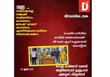 പൊതിച്ചോറിൻ്റെ മറവിൽ കഞ്ചാവ് കടത്ത് ഡി വൈ എഫ് ഐ ക്കാരനെ പിടികൂടി.